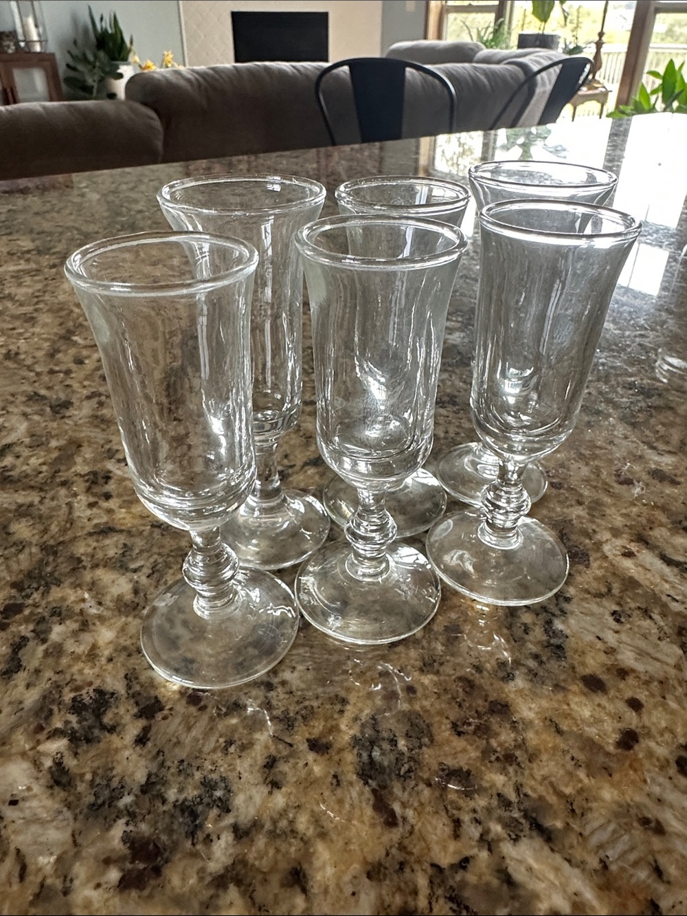 Clear Glass Stemmed Liqueur Glasses - Set of 6
